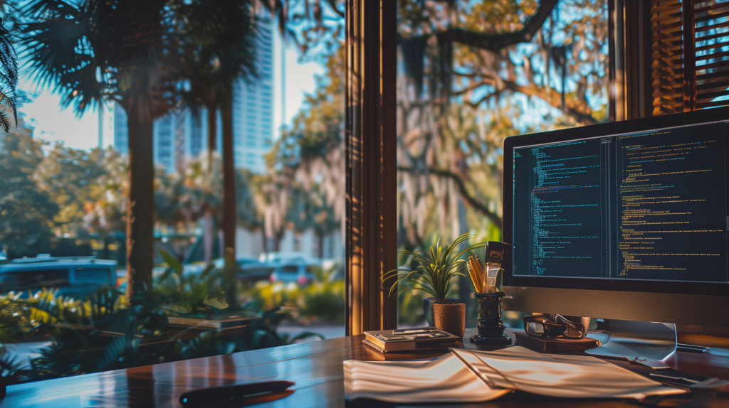 orlando personal injury lawyer looking at colossus valuations on computer screen after orlando car versus big truck accident