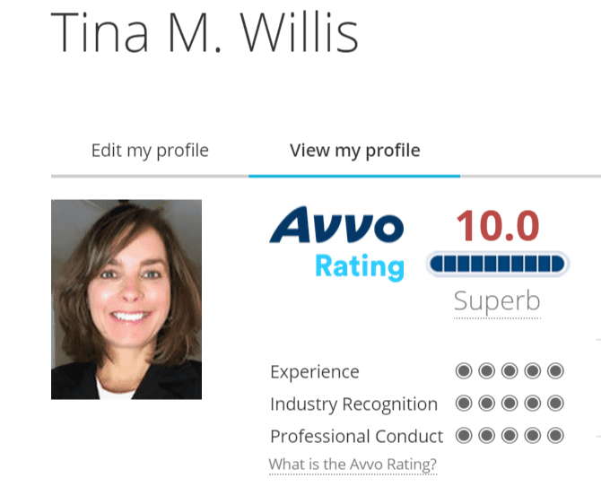 Injury-Attorney-Tina-Willis-Perfect-10-Superb-AVVO-Rating
