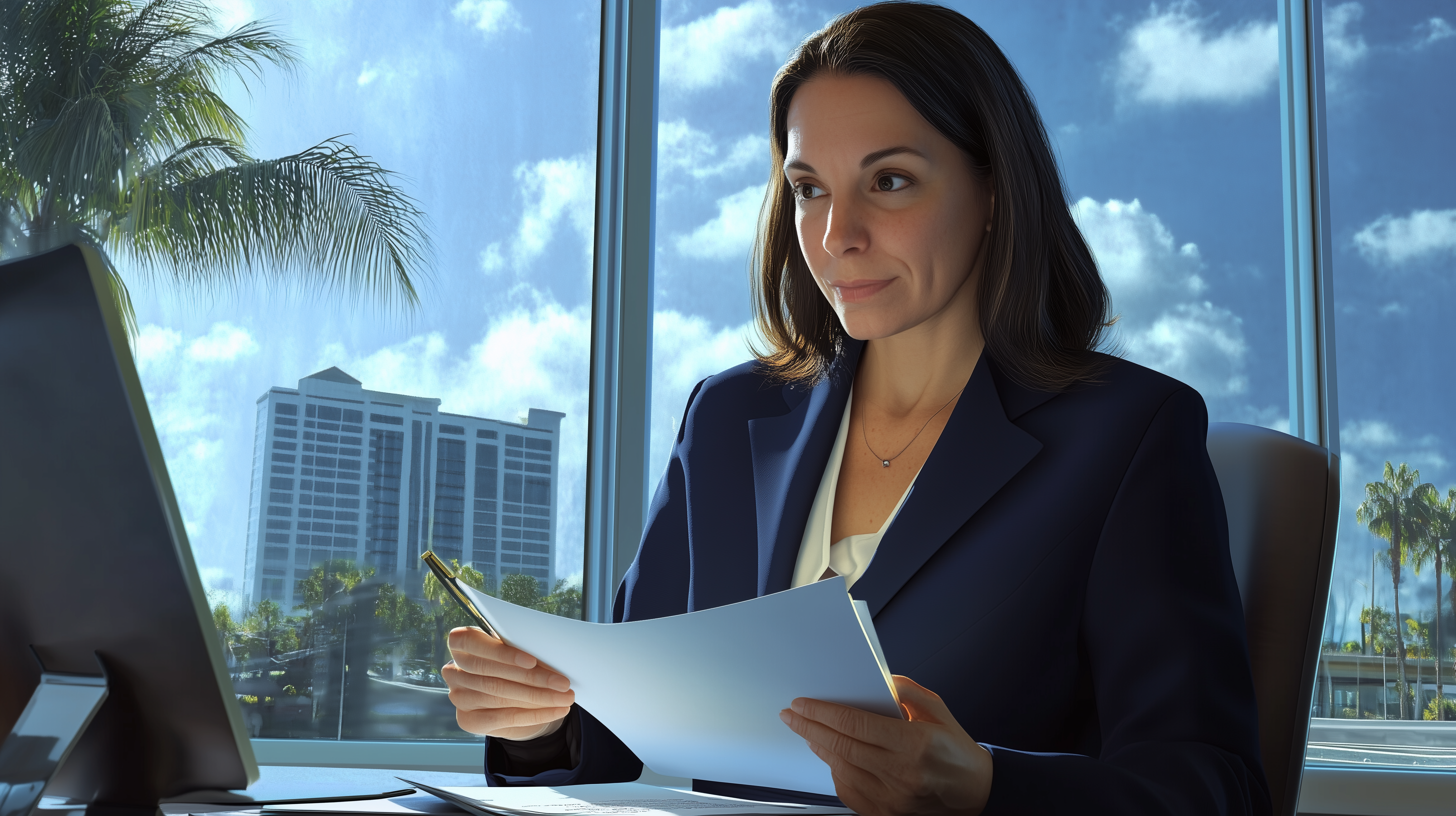 orlando car & truck accident lawyer looking at her computer screen