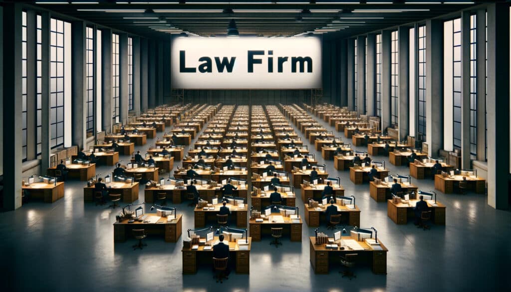 high volume settlement mill personal injury law firm depiction