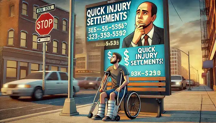 Billboard promoting quick injury settlements
