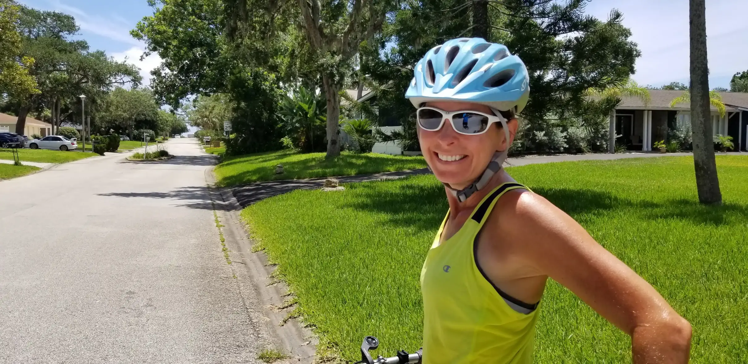 Orlando personal injury lawyer Tina Willis cycling in Central Florida neighborhood